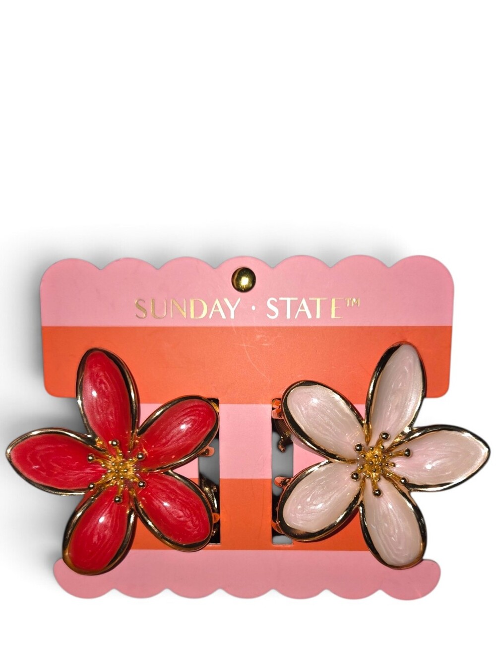 Sunday State Flower Hair Claw Clips Metal Floral Accents Set